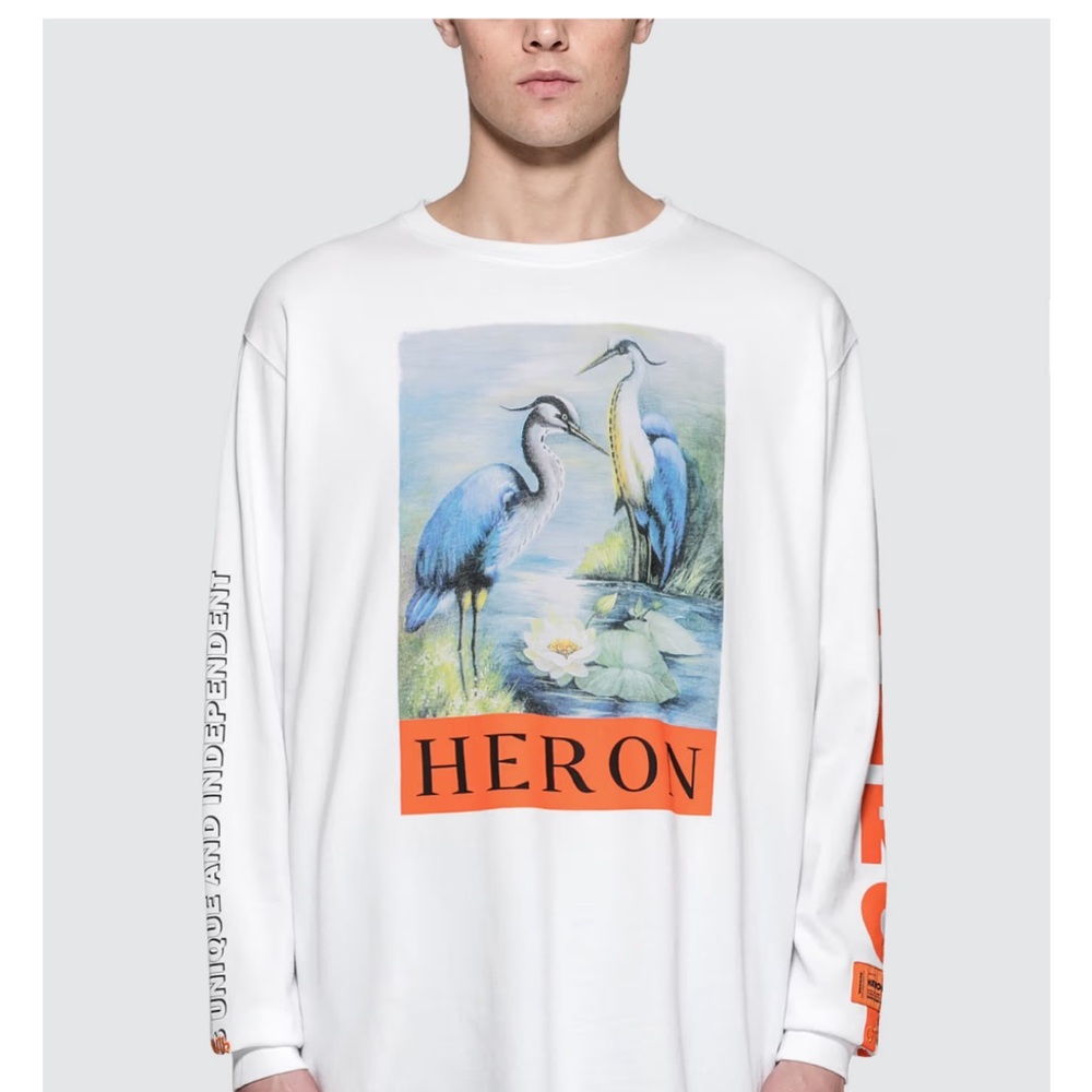 Heron Preston White Graphic Long Sleeve Shirt KK HERONS JERSONE